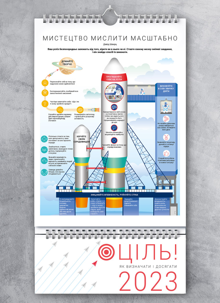 Умный настенный календарь на 2023 год «Цель! Как определять и достигать» (на украинском языке)