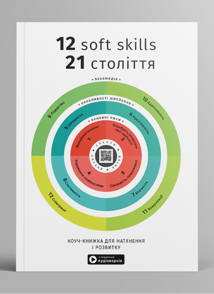 12 soft skills 21 століття. Коуч-книжка для натхнення і розвитку. Збірник самарі українською мовою (м'яка обкладинка) + аудіокнижка
