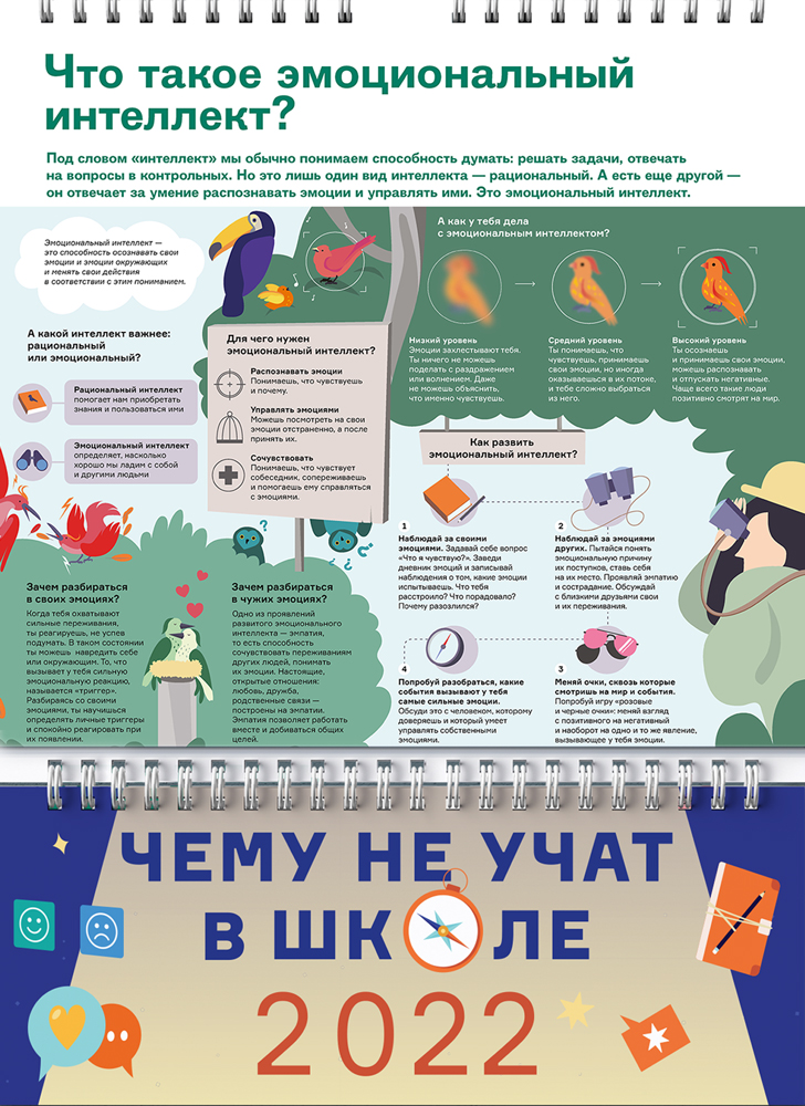 Умный настенный календарь на 2022 год «Чему не учат в школе» (на русском языке)